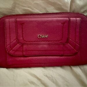 Adorable! Chloe zip around wallet -redish-pink colorway -a lot of room